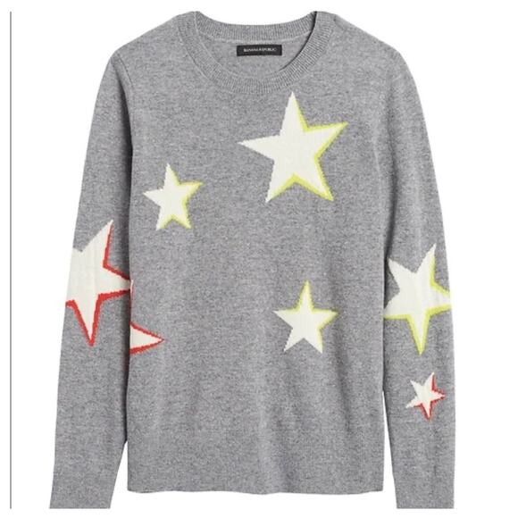 Banana republic Merino  wool “ Star “ graphic crewneck sweater sz medium - Picture 1 of 3